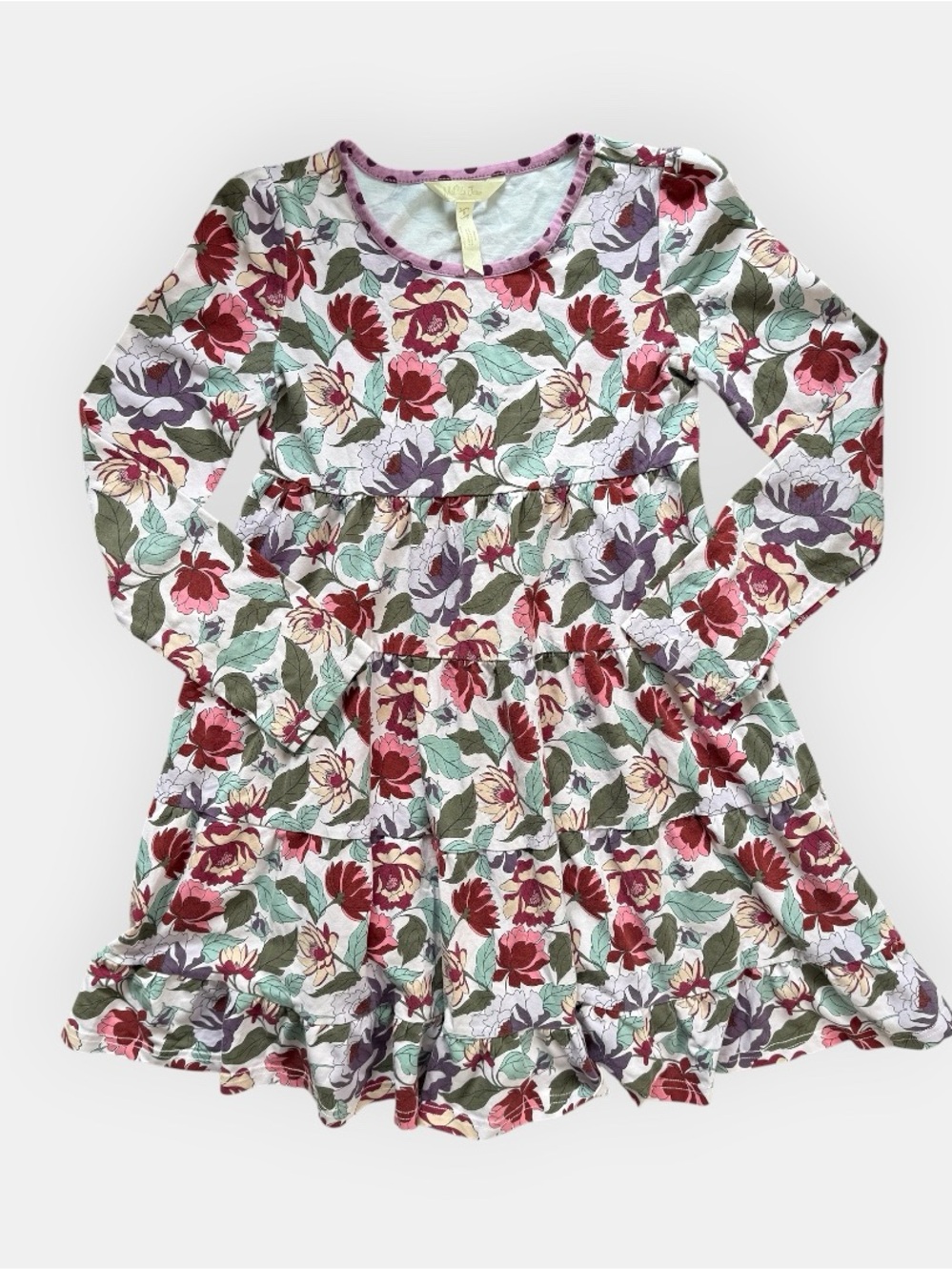 Matilda Jane Little Miss Alice Tiered Floral Long Sleeve Knit Dress Girls Size 8